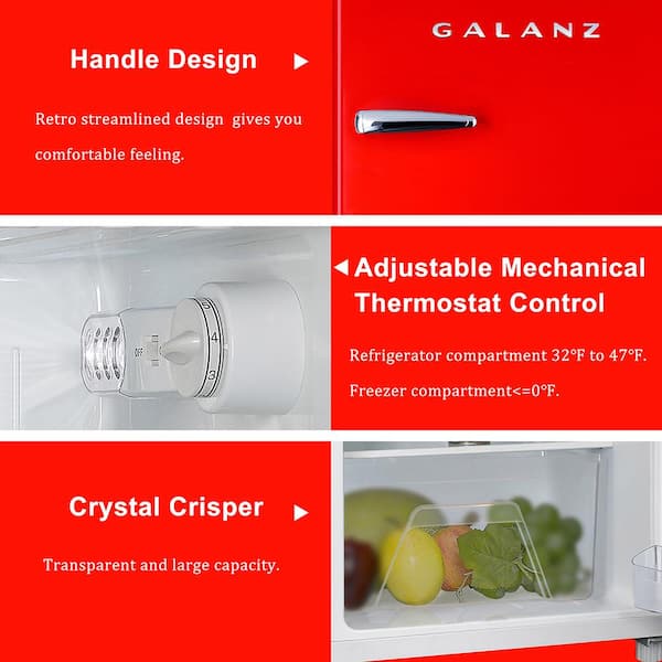 Galanz 3.1 cu. ft. Retro Mini Fridge in Red with Dual Door True Freezer  GLR31TRDER - The Home Depot