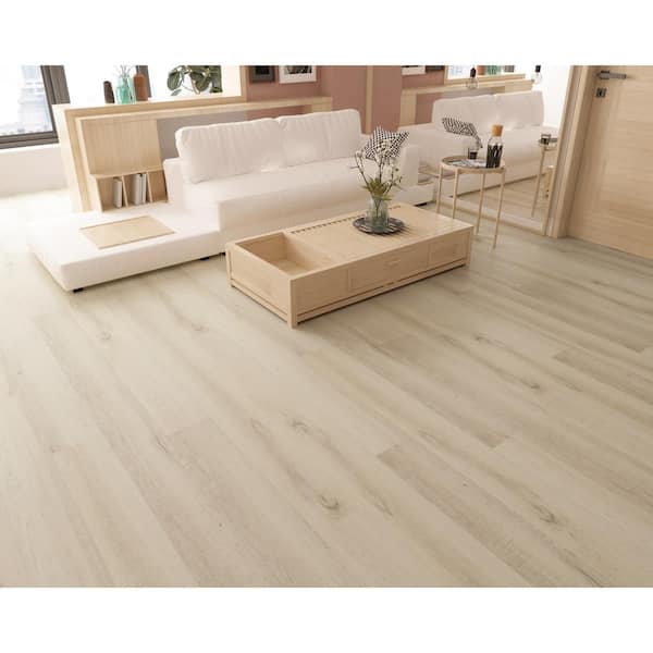 Paragon Lokai White 20 MIL x 9 in. W x 60 in. L SPC Waterproof Click Lock Vinyl Plank Flooring (18.71 sq. ft./case)