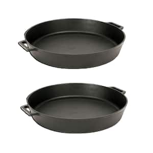 Seasoned Large 20 Inch Cast Iron Cooking Cookware Skillet Pan (2 Pack) in Black