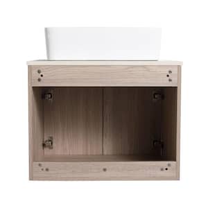 23.6 in. W x 18.9 in. D x 23.3 in. H White Oak Bathroom Vanity with White Engineered Stone Top and Ceramic Basin
