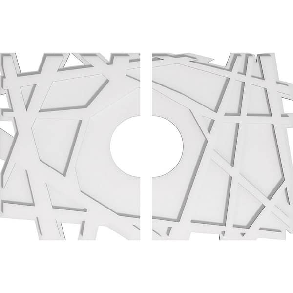 Ekena Millwork 32 in. W x 21-3/8 in. H x 7 in. ID x 1 in. P Novo Architectural Grade PVC Contemporary Ceiling Medallion (2-Piece)