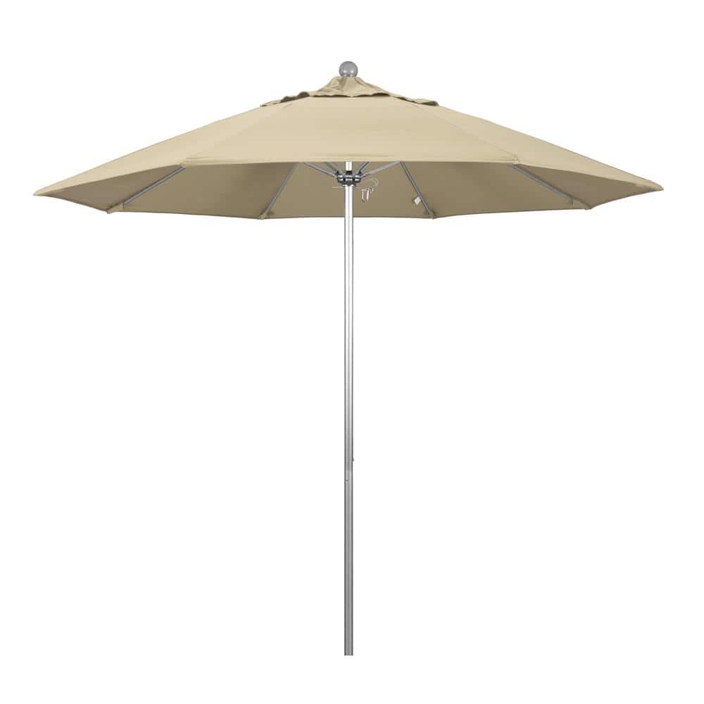 9 ft. Silver Aluminum Commercial Market Patio Umbrella with Fiberglass Ribs and Push Lift in Antique Beige Sunbrella price history on PriceWatchPro