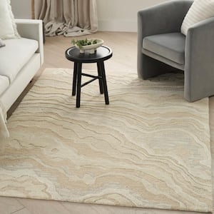 Graceful Beige 5 ft. x 7 ft. Abstract Contemporary Area Rug