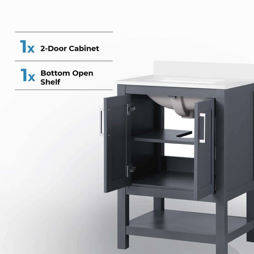 Vegas 24" Dark Charcoal Freestanding Bathroom Vanity with Sink