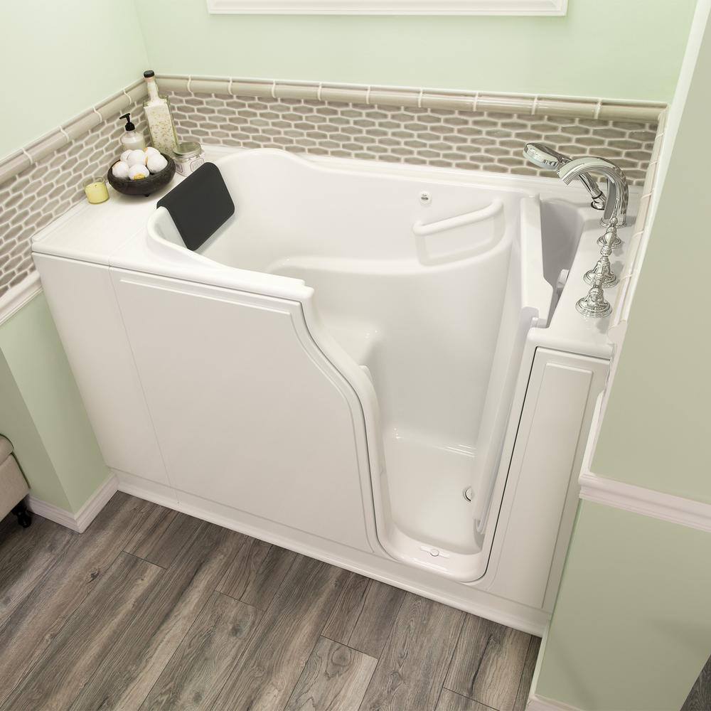 White Gelcoat Fiberglass Walk-In Soaking Bathtub with Faucet