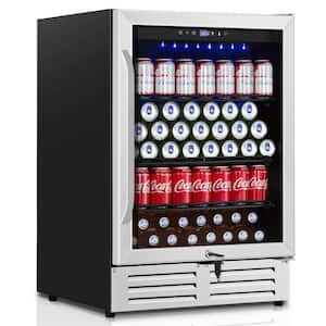 24 in. Built-in/Freestanding Single Zone Beverage Refrigerator with 210 Can(12 oz. )Beverage, Stainless Steel