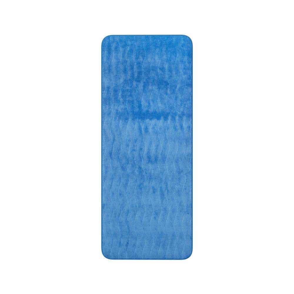 Blue 24x60 Memory Foam Non-Slip Bath Rug