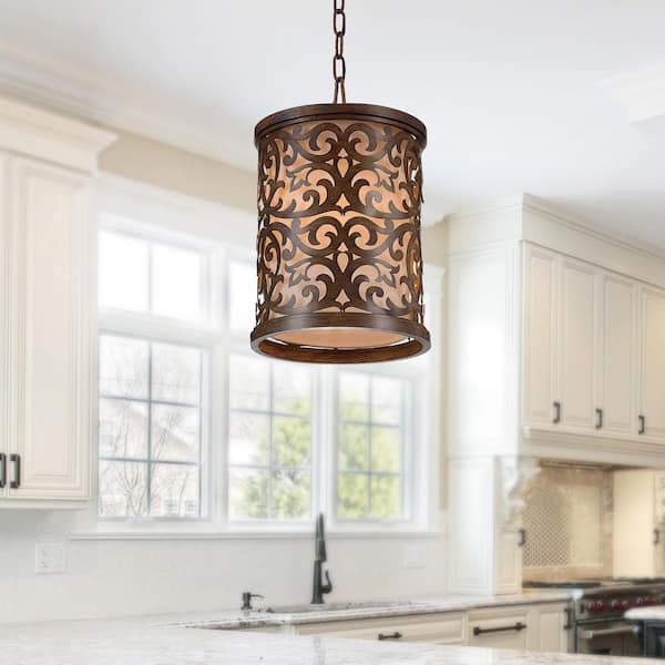 Nicole 1 Light Drum Shade Mini Pendant With Brushed Chocolate Finish