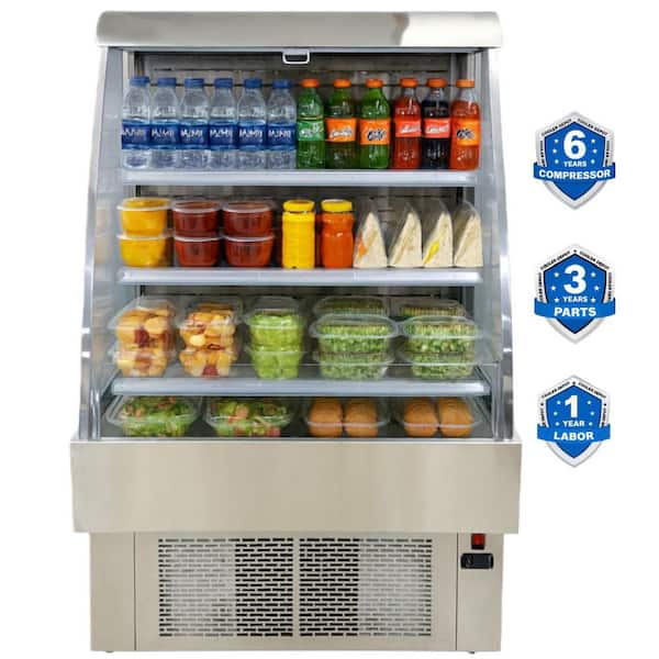 35 in. W 13.5 cu. ft NSF Full Size Cube Commercial Open Air Grab and Go Display Refrigerator in Stainless Steel