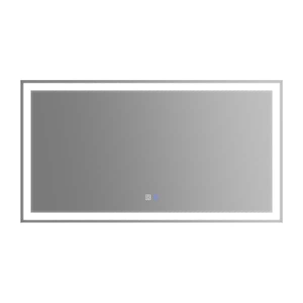 Unbranded 55 in. W x 30 in. H Rectangular Frameless Anti-Fog Wall Bathroom Vanity Mirror in White