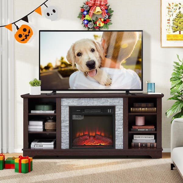 ToolCat 58.31 in. Freestanding TV Stand with 18 in. Electric