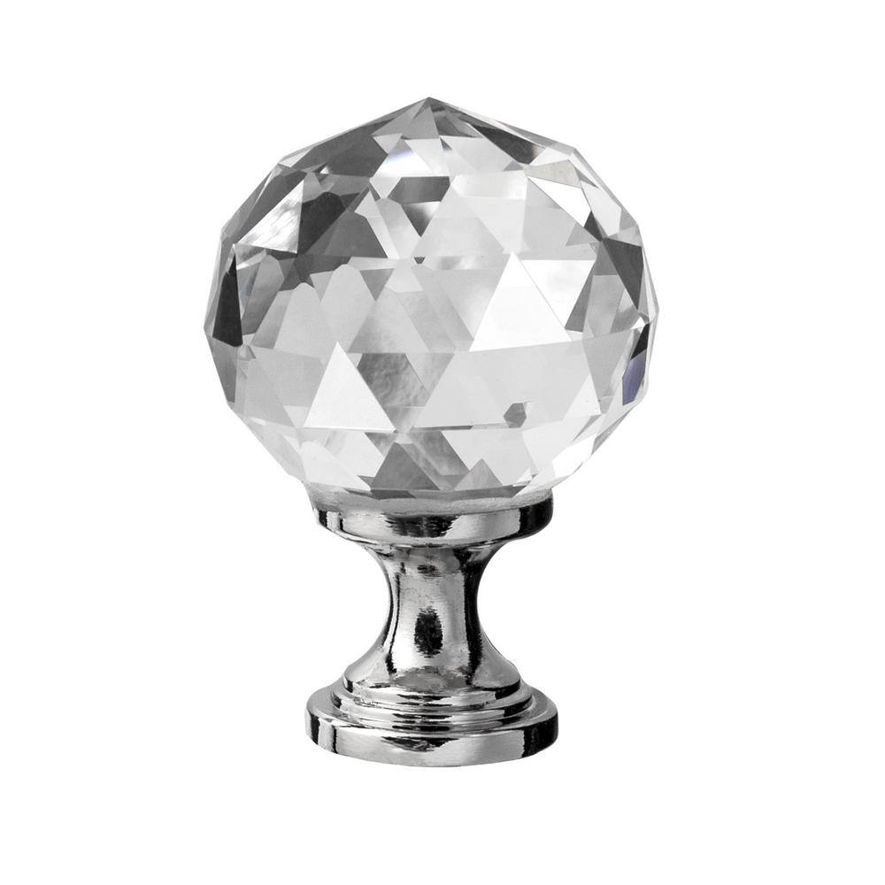 Chloe 1-1/8" Polished Nickel and Glass Round Cabinet Knob