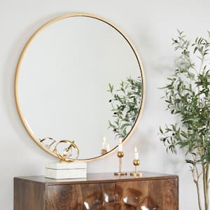 36 in. x 36 in. Round Framed Gold Wall Mirror