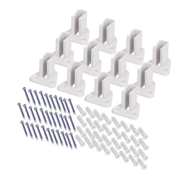 White Ventilated Wire Shelving Hardware Low Profile Wall Bracket (12-Pack)