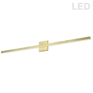 Arandel 1.5 in. 1-Light Aged Brass LED Vanity Light Bar with White Acrylic Shade