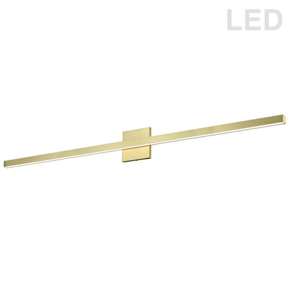 Dainolite Arandel 1.5 in. 1-Light Aged Brass LED Vanity Light Bar with White Acrylic Shade