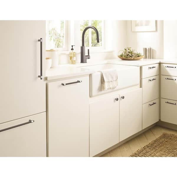 Mergence 3-3/4 in. (96mm) Modern Matte Black/Polished Chrome Bar Cabinet Pull