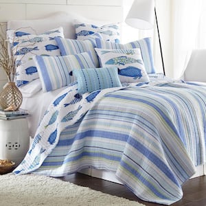 Catalina 3-Piece Blue Cotton King/California King Quilt Set
