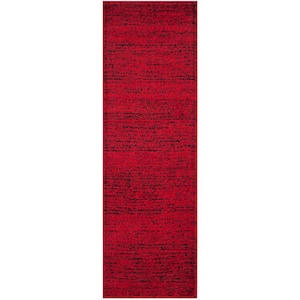 Adirondack Red/Black 3 ft. x 10 ft. Striped Runner Rug