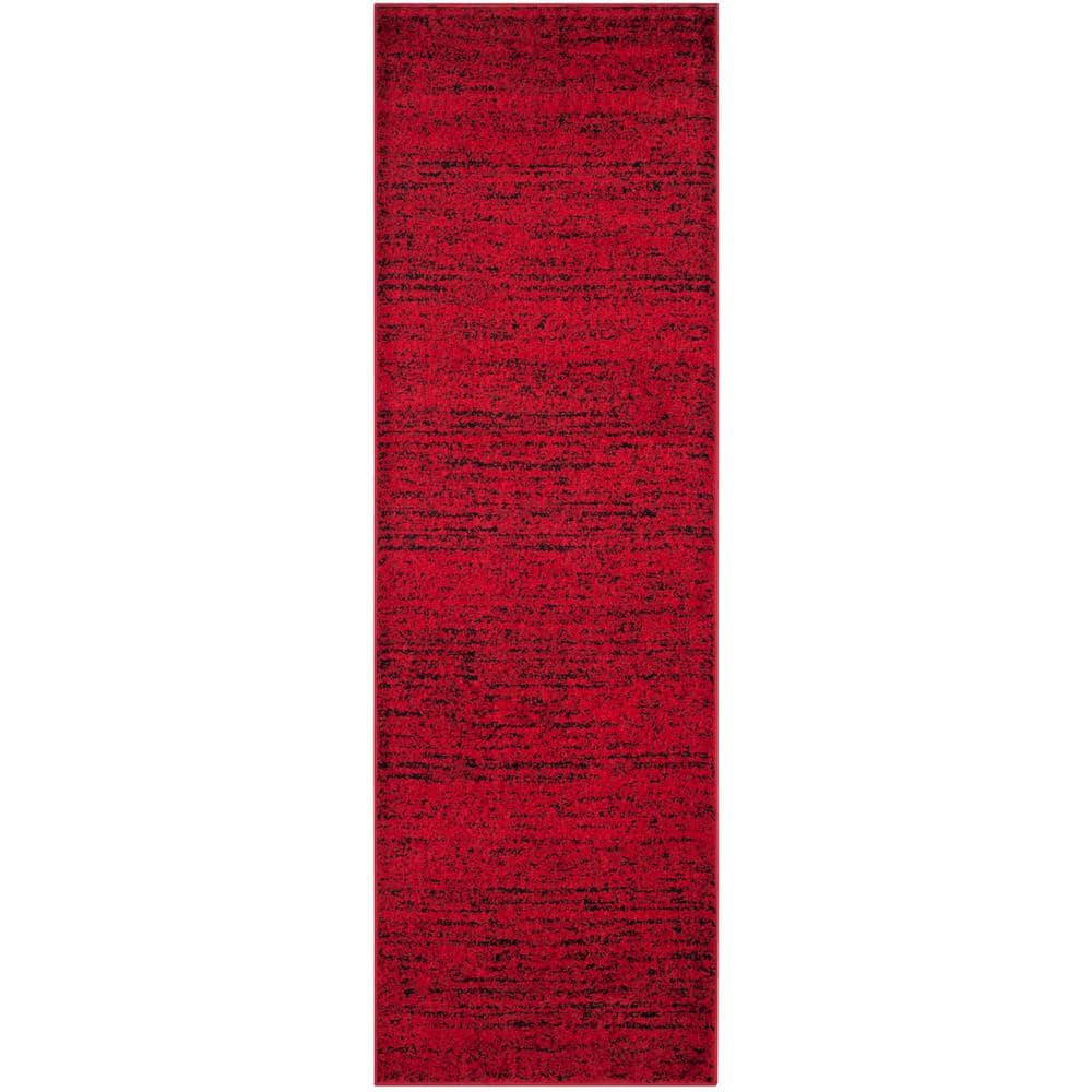 Chic Lodge-Style 30" Square Red & Black Synthetic Rug