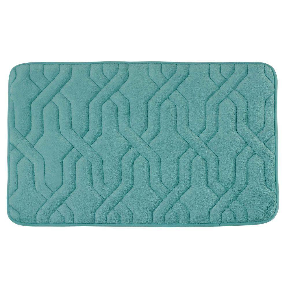 Drona Marine Blue 17 in. x 24 in. Memory Foam Bath Mat