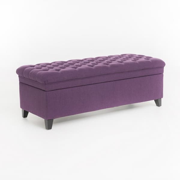 Noble House Juliana Purple Fabric Storage Ottoman