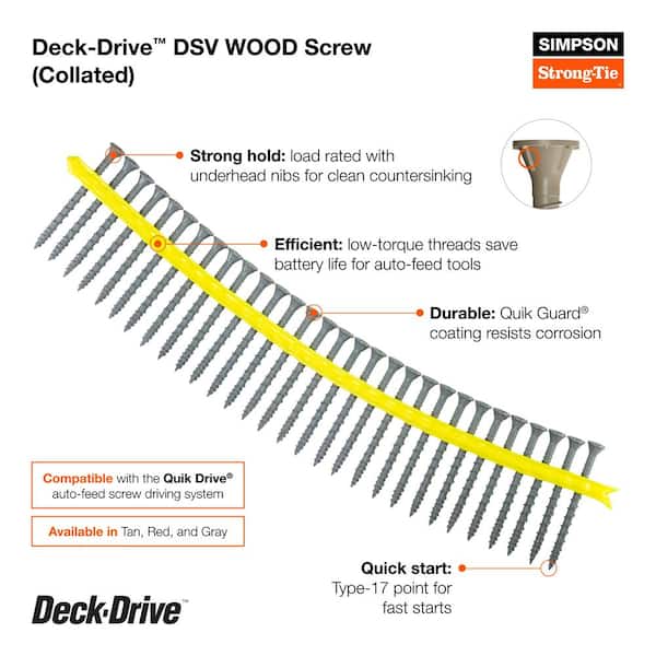 #10 x 2 in. T25 6-Lobe, Flat Head, Deck-Drive DSV Collated Wood Screw, Tan (750-Pack)