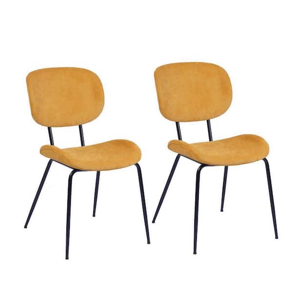 Homy Casa Cleon Yellow Fabric Upholstered Side Dining Chairs (Set of 2)