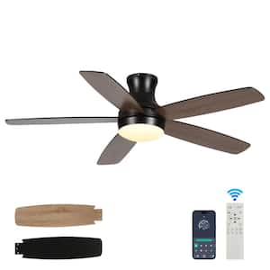 52 in. Smart Indoor Black Ceiling Fan with 3-Colors LED Light/DC Reversible and Dimmer and APP/Remote/Reviserble Blade