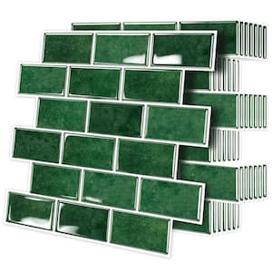 Light Green 11.8 in. x 11.8 in. Vinyl Peel and Stick Self-Adhesive Wall Tiles (10-Pack)