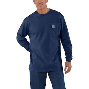 Men's 5X-Large Dark Cobalt Blue Heather Cotton/Polyester Workwear Pocket Long Sleeve T-Shirt