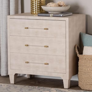 Nira Beige Faux Shagreen 28.9 in. Accent Cabinet