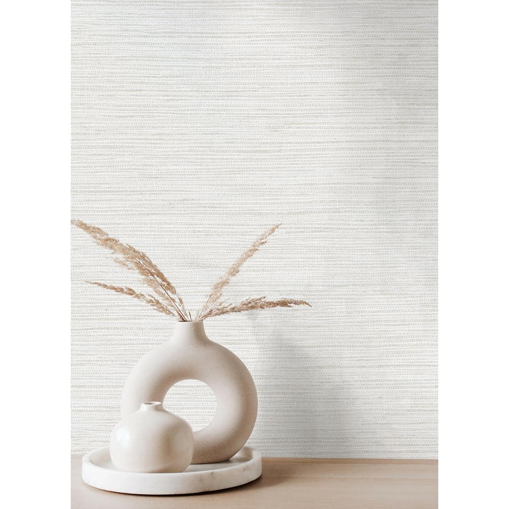Alton Off-White Faux Grasscloth Non-Woven Wallpaper