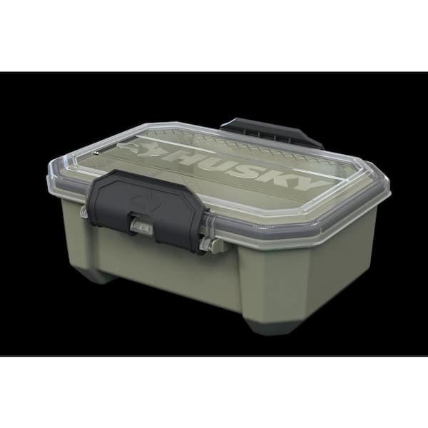 0.8 Gal. Professional Heavy Duty Waterproof Stackable Plastic Storage Container with Hinged Lid in Army Green