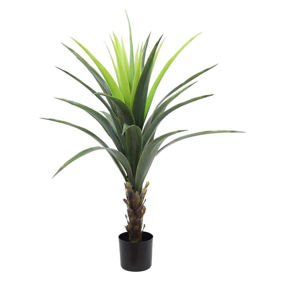 36 Inch, Green, Artificial Agave Succulent in Black Drop In Container