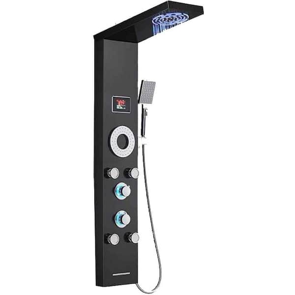Unbranded Roxy 7.8 in. W 3 Jet Shower Tower in Black-Chrome 16GS-36270