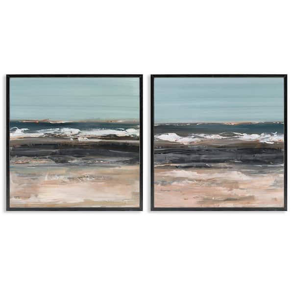 Stupell Industries Summer Waves Abstract by Ethan Harper 2 Pieces Black Framed Abstract Giclee Art Print 24 in. x 24 in.