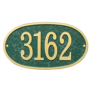 Fast and Easy Oval House Number Plaque, Green/Gold