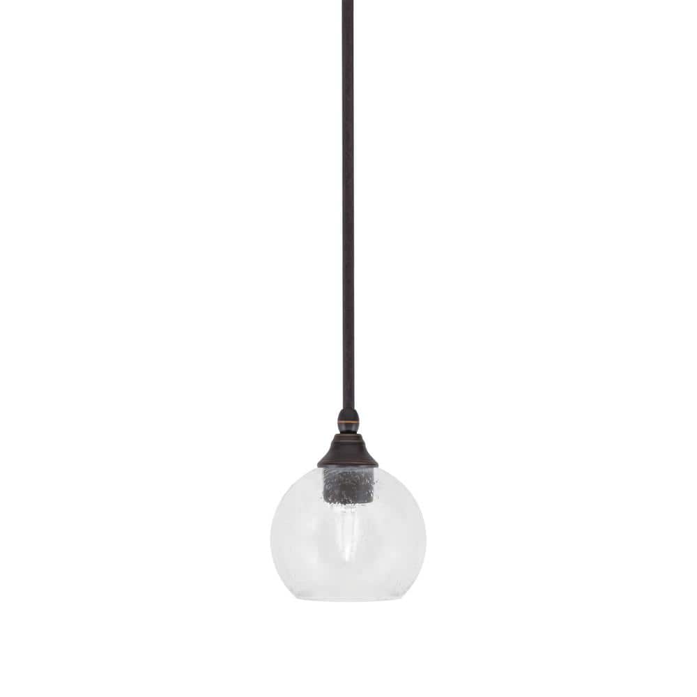Sparta 100-Watt 1-Light Dark Granite Shaded Pendant Light with Clear Bubble