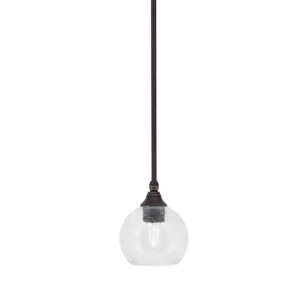 Unbranded Sparta 100-Watt 1-Light Dark Granite Shaded Pendant Light with Clear Bubble Glass, No Bulb Included