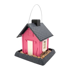 Fiesta Pink Cottage Plastic Birdfeeder