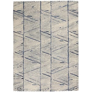 Vail White Blue 5 ft. x 7 ft. Contemporary Area Rug