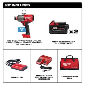 M18 FUEL ONE-KEY 18V Lithium-Ion Brushless Cordless 7/16 in. High-Torque Impact Wrench Kit w/ (2) Batteries & Tool Bag