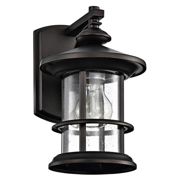 Jushua 1-Light Oiled Rubbed Bronze Metal Outdoor Wall Lantern Sconce with Anti-Rust and Waterproof