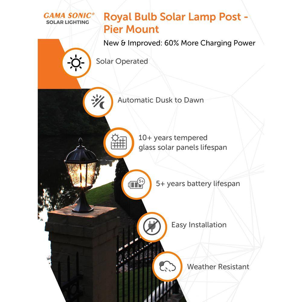 Brushed Bronze LED Solar Lamp Post with Rain Glass