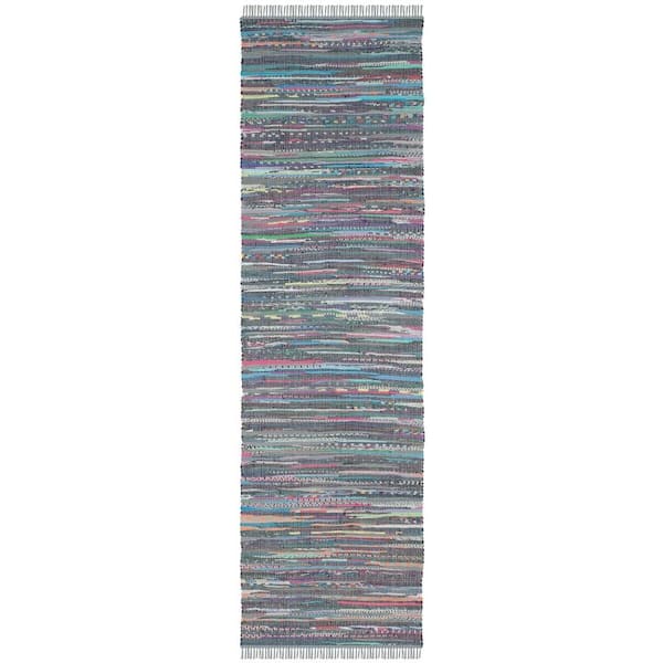 Rag Rug Aqua/Multi 2 ft. x 5 ft. Striped Runner Rug