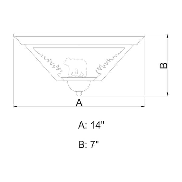 Bozeman 14 in. W Bronze Rustic Bear Flush Mount Ceiling Light Fixture