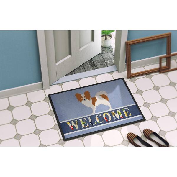 Welcome to our Home Red Truck Vinyl Backed Indoor Outdoor Rug 18 x 24" 