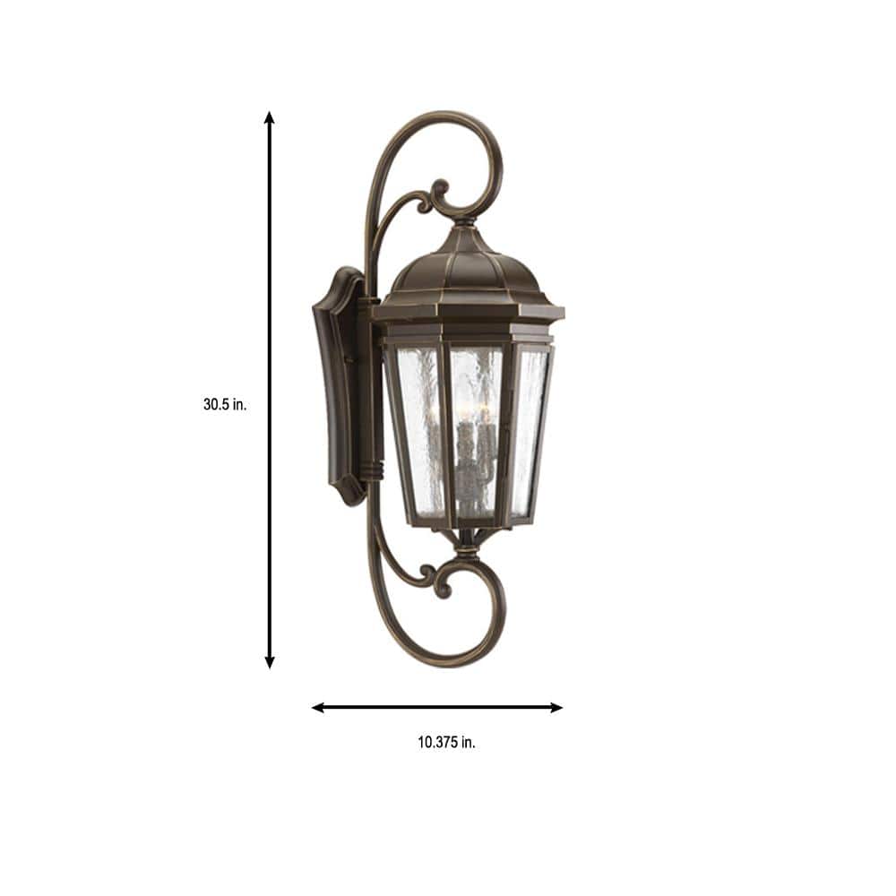 Antique Bronze 33" Outdoor Wall Lantern with Clear Glass