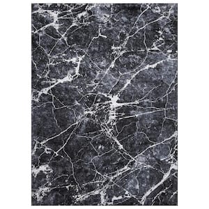 Positano Collection Napoli Anthracite 5 ft. x 7 ft. Abstract Area Rug